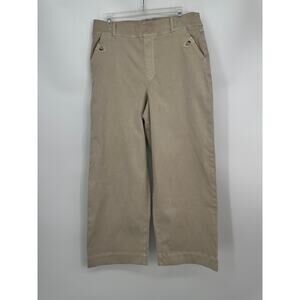 Spanx Women's 1X Stretch Twill Cropped Wide leg Smoke Khaki